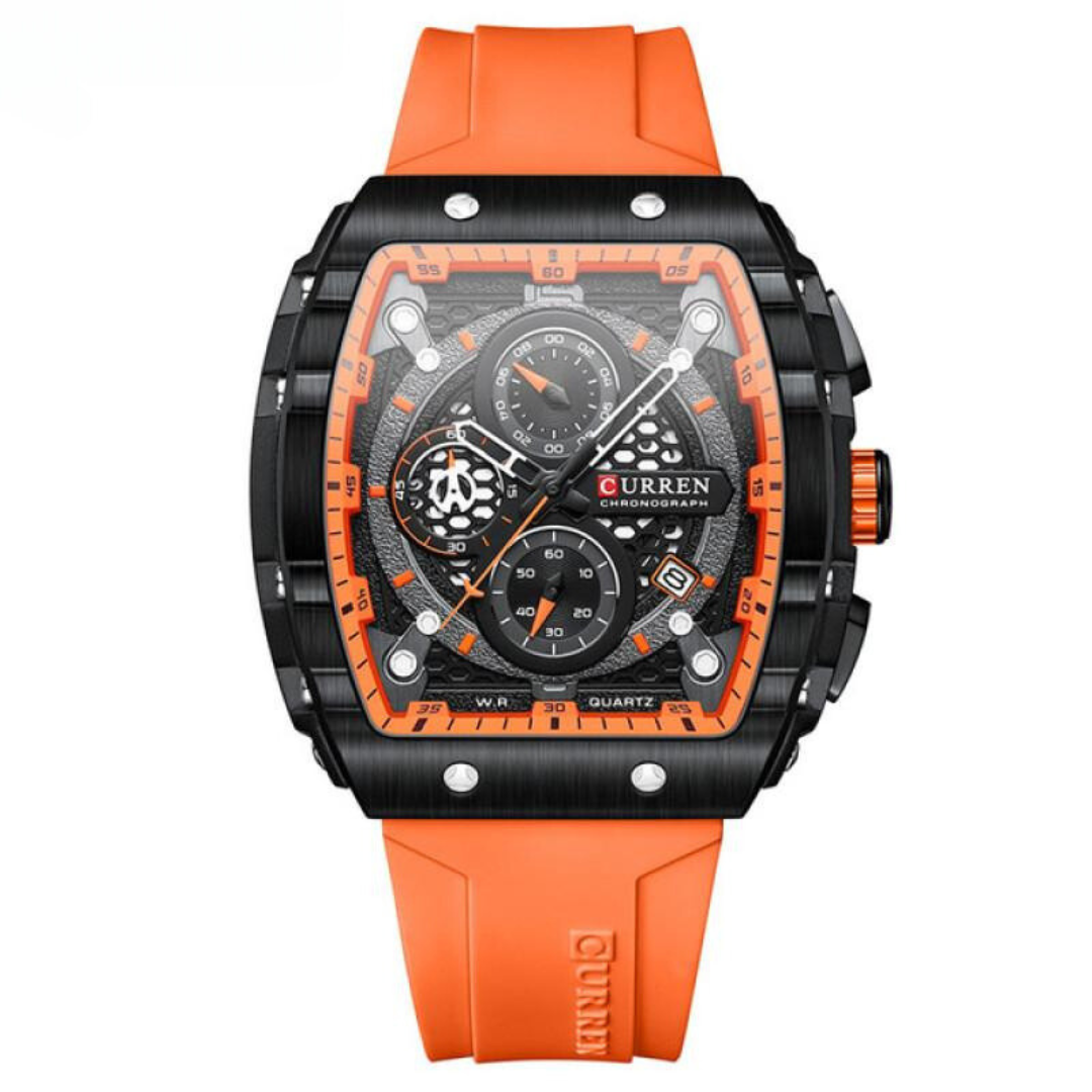 RELOJ CURREN  TOMATE/NEGRO CUR-34