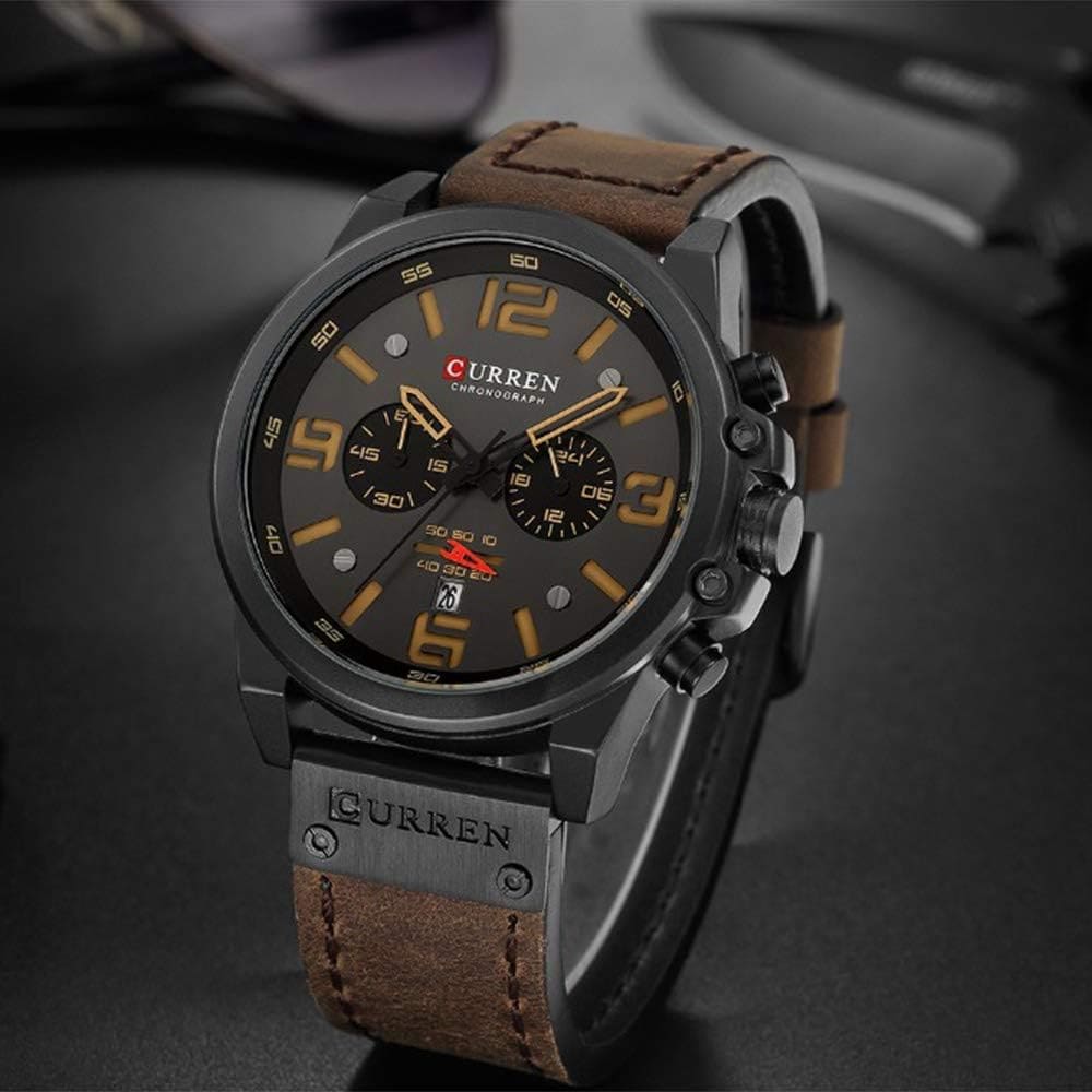 RELOJ CURREN  NEGRO/CAFÉ  CUR-11