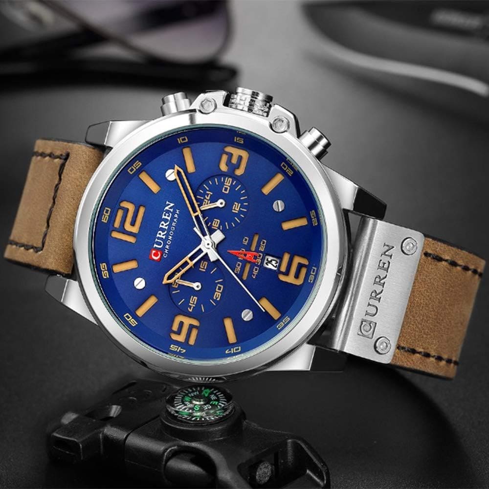 RELOJ CURREN  AZUL/CAFÉ  CUR-12