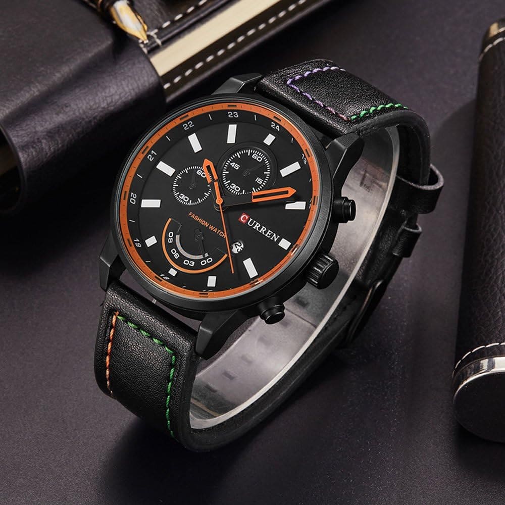 RELOJ CURREN  NARANJA/NEGRO  CUR-24