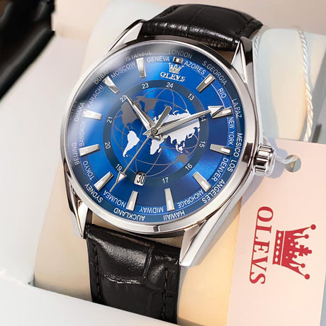 RELOJ OLEVS  AZUL/NEGRO  OLE-1