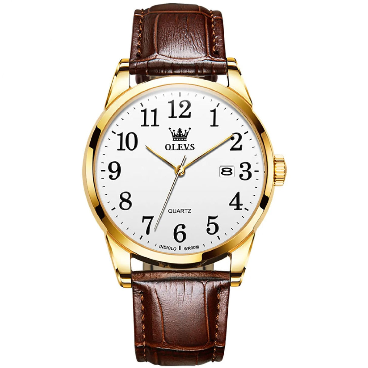 RELOJ OLEVS  BLANCO/CAFÉ  OLE-12