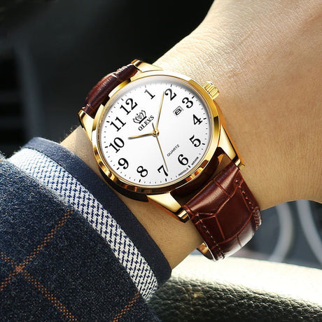 RELOJ OLEVS  BLANCO/CAFÉ  OLE-12