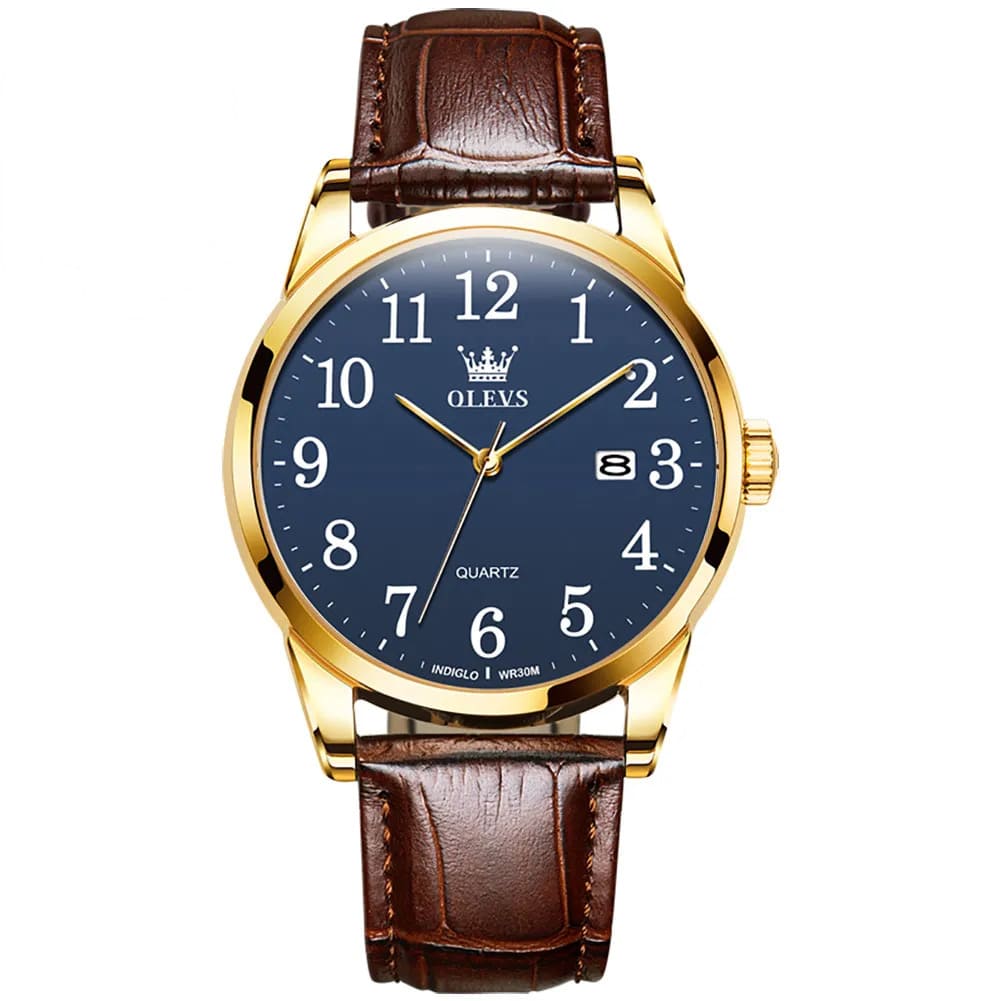 RELOJ OLEVS  AZUL/CAFÉ  OLE-13