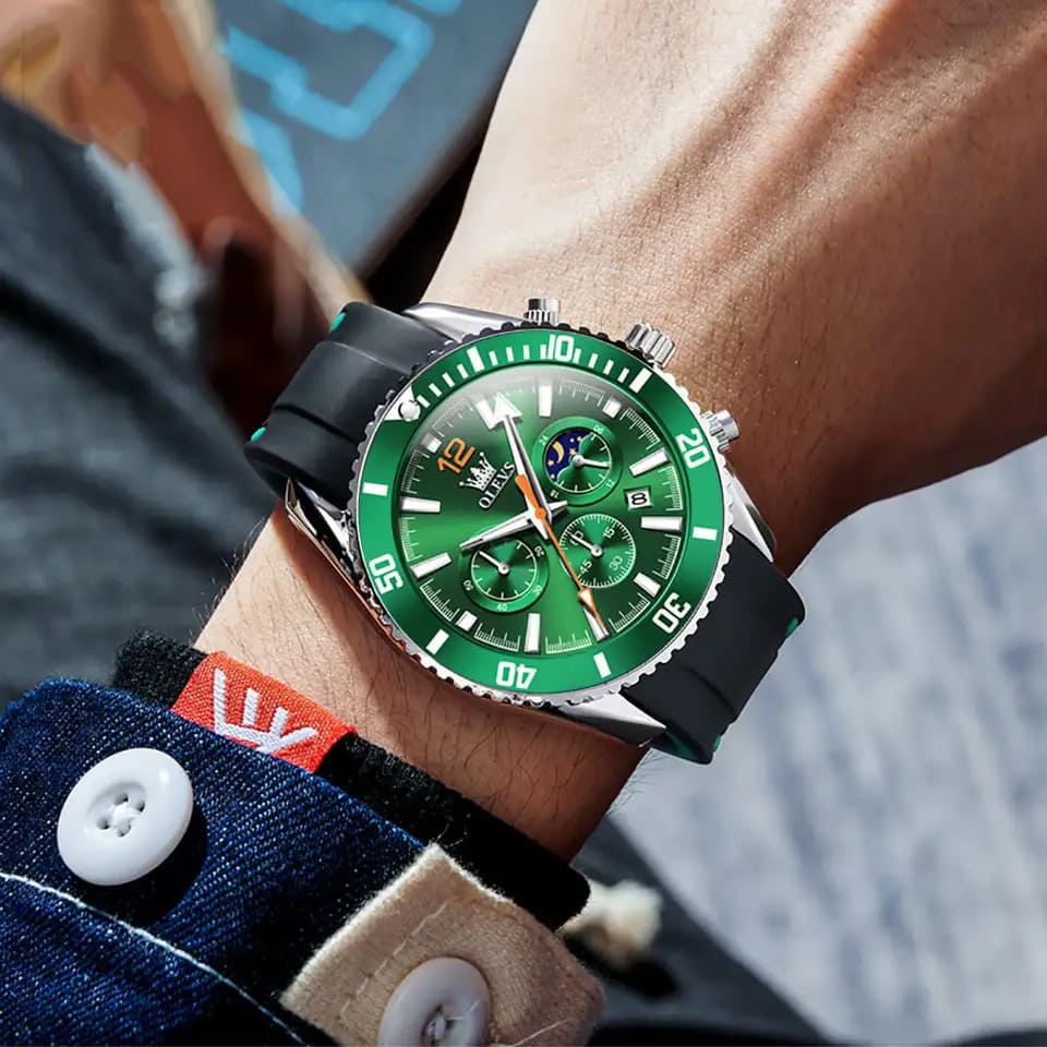 RELOJ OLEVS  VERDE/NEGRO  OLE-15