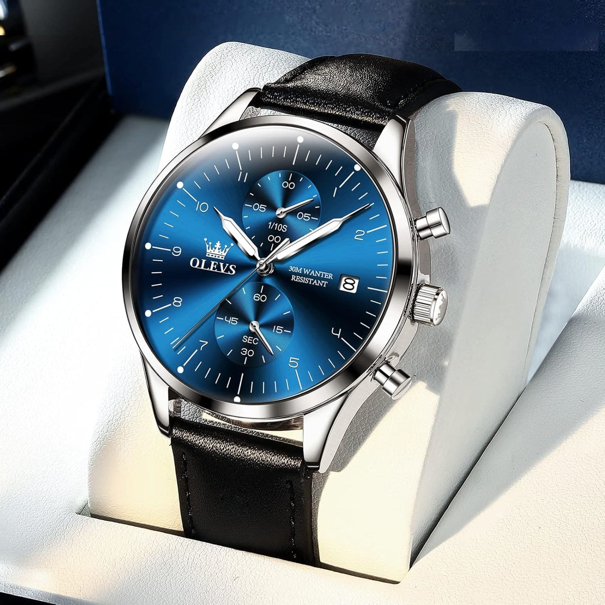 RELOJ OLEVS  AZUL/PLATEADO OLE-23