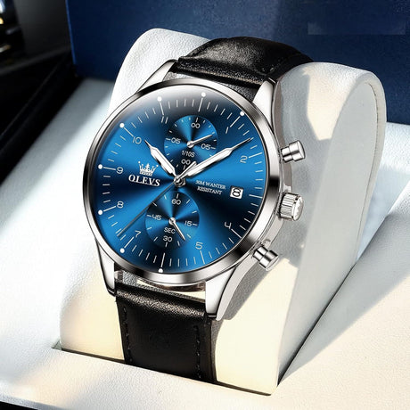 RELOJ OLEVS  AZUL/PLATEADO OLE-23