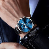 RELOJ OLEVS  AZUL/PLATEADO OLE-23