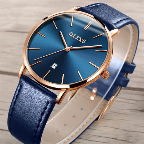 RELOJ OLEVS  AZUL/DORADO  OLE-32