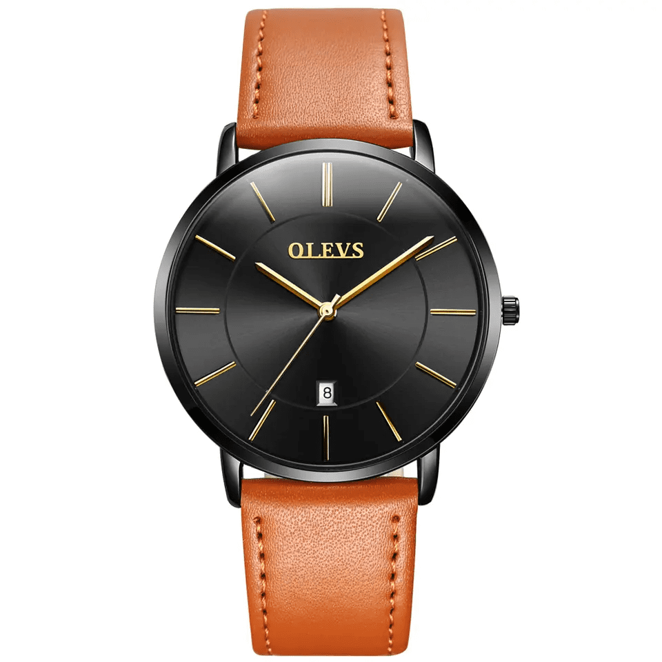 RELOJ OLEVS  NEGRO/CAFÉ  OLE-9